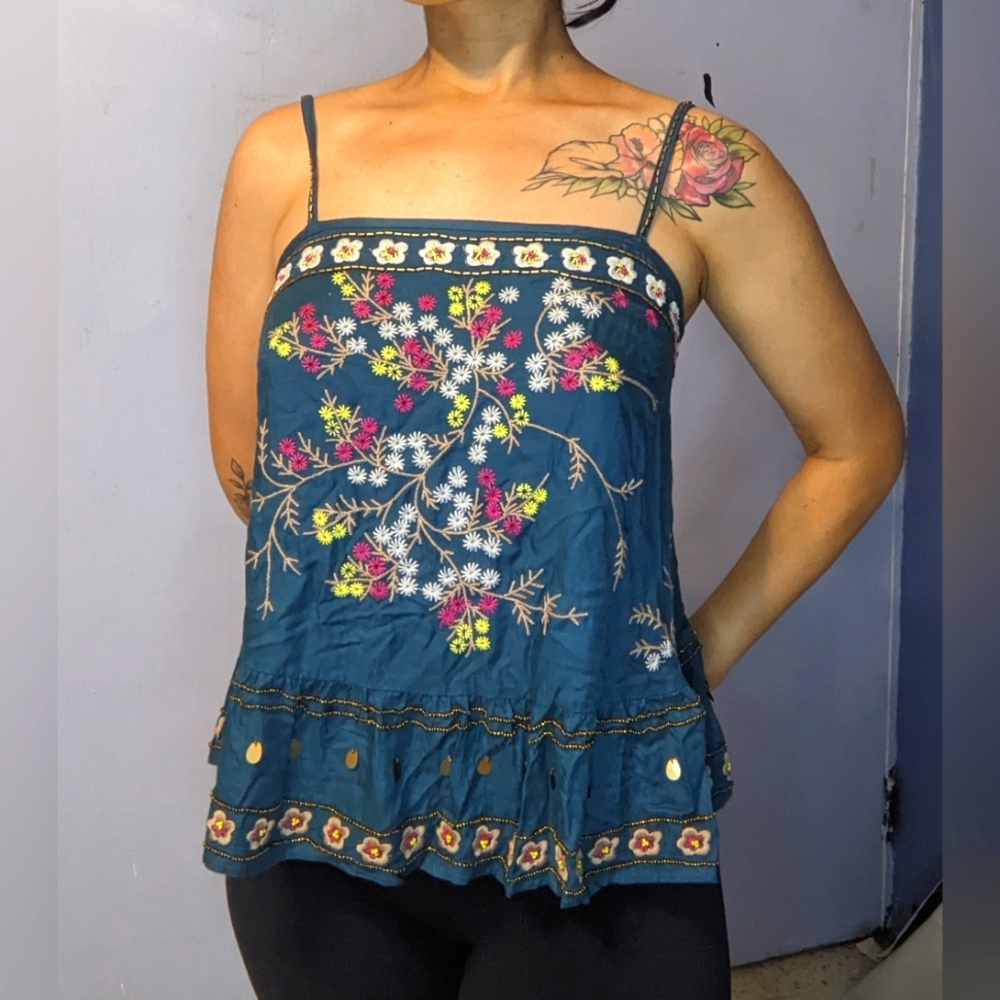 Anthropologie beaded embroidered Luzia top
